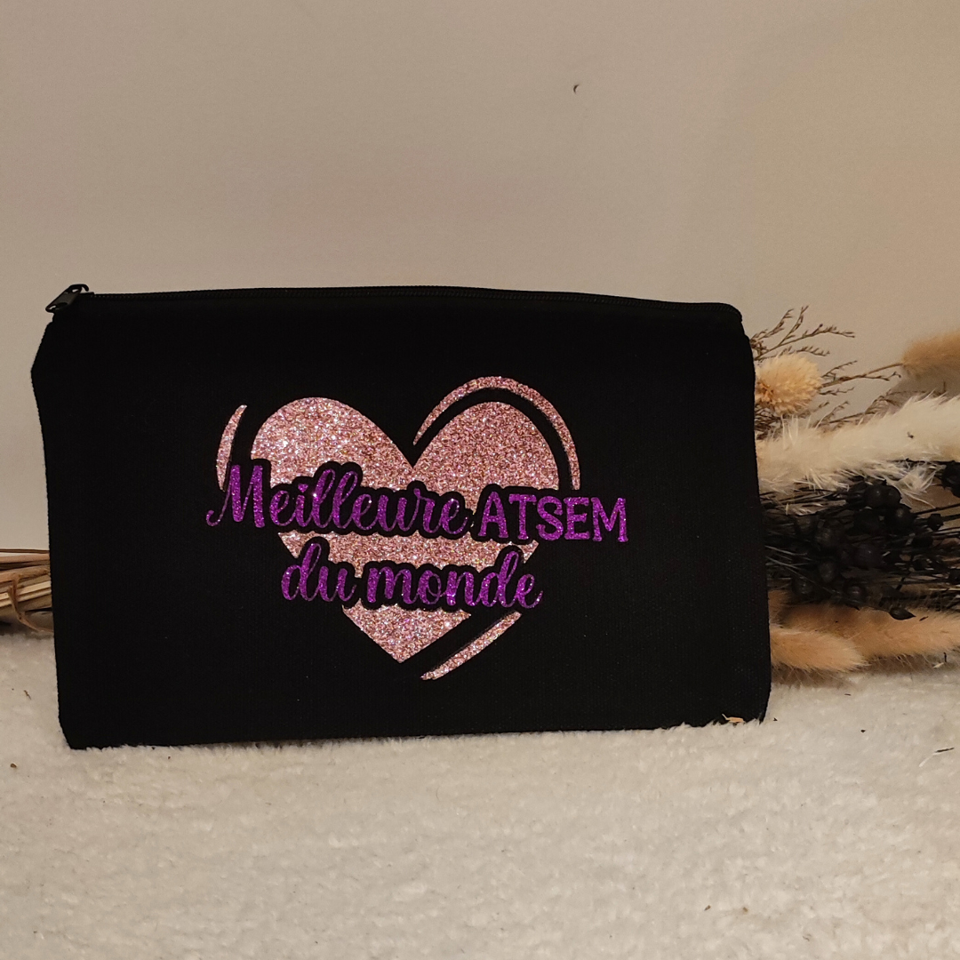 Pochette coton Presonnalisé prenom trousses Lozcrea super atsem