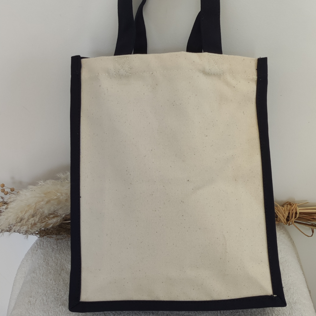 Sac cabas personnalise LOZCREA bleu et beige